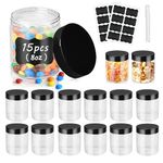 LotFancy 15pc 8oz Plastic Jars with Lids, Sample Containers, Empty Cosmetic Jars, Refillable Slime Storage Container for DIY, Beauty Products, Body Lotion, Cream, Craft