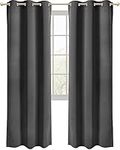 Utopia Bedding Blackout Curtains Grommet 2 Panels [Grey, 42W x 84L Inches] Thermal and Sound Insulated Drapes for Bedroom and Living Room