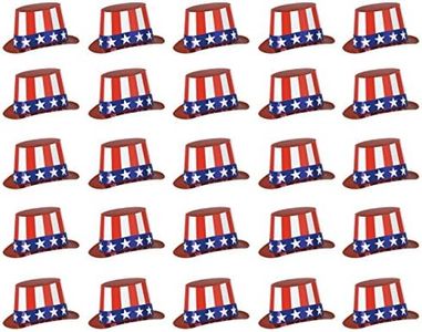 Beistle 66617-25 25-Pack Foil Patriotic Hi-Hats, Red/White/Blue