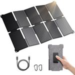 BigBlue Portable 35W Solar Panel Charger with Fast Charging USB-A and PD 25W USB-C for Camping Backpacking, 1.54 lbs, IP68 Waterproof, Folding Solar Phone Charger for iPhone/Android, iPad, Power Bank
