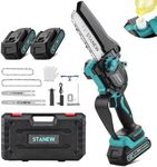 STANEW 6" or 8" Mini Brushless Battery Chainsaw, 600W Cordless Electric Chainsaw, Brushless Motor, 2 x 2Ah Batteries, for Gardening, Tree Trimming Wood