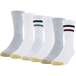 Gold Toe Men's Cotton Short Crew Athletic Socks, 6-Pairs, White/Grey Heather, Large