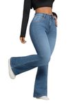 Ben Martin Women’s Light Blue High Waist Jeans || Flared Bell Bottom Bootcut Pants || Wide Leg Stretch Denim – Perfect for Travel, Party & Everyday Use – Sizes 30 (2)
