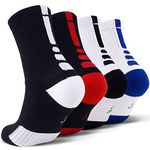 JHM Kids Athletic Sport Sockcs Team Cushioned Basketball Soccer Crew Socks For Ages 4 to 16