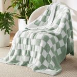 Bedsure Checkered Throw Blanket - Warm Cozy Reversible Checkerboard Green Blanket, Super Soft Fluffy Fuzzy Plush Lightweight Print Blanket for Couch Sofa Bed (50" x 60")