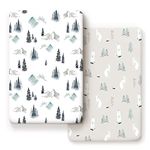 Stretch Ultra Soft Jersey Knit Fitted Pack and Play Sheets Set 2 Pack, Fit Portable/Mini Cribs Sheets, Playpen Mattress Pads Safe and Snug, Cute Stylish Playard Sheets Wild Forest Print for Baby