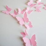 DIY 3D Butterfly Removable Mural Stickers, Horuhue 24pcs Self Adhesive Wall Stickers Decal for Home Bathroom Living Room Kids Girls Bedroom Nursey Party Decor