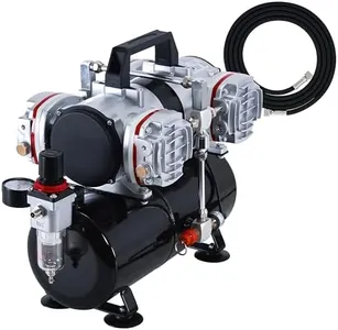 Master Airbrush TC-848 Air Compressor - 1/3 HP, 4-Cylinder, 4L Air Tank, 78L/Min Flow, Multi-Airbrush & Spray Gun Support, Diaphragm Regulator, Portable Handle - Ideal for Artists & All Skill Levels!