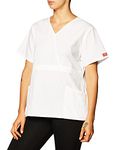 Dickies womens86806Eds Signature Mock Wrap Top with Multiple Instrument Loop Short Sleeve Medical Scrubs Shirt - White - X-Small