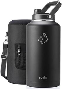 BUZIO 2 Gallon Water Bottle Insulated, (Cold for 48 Hrs) 256oz Extra Large Water Jug Stainless Steel, 4.4in Big Wide Mouth Leak Proof Metal Flask with Handle for Camping,Outdoor Work,Travel, Black