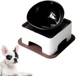 JYHY Bulldog Bowl Ceramic Dog Food Bowl - Dog Cat Dish Wide Mouth Dog Bowl Pet Sterile Tilted Pet Feeder with Anti-Skid Rubber Mat (M/1.5 Cup(Black Bowl))