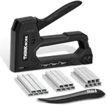 THINKWORK Light Duty Staple Gun - Black Upholstery Staple Gun for Wood with 1600pcs JT21 Staples 1/4", 5/16", 3/8" and Staple Remover, Fabric Stapler Gun for Crafts, Home Use, Wall, DIY, Lights Decora