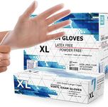 Powder Free Disposable Gloves X Large, [1000 Count] - 4 Mil Clear Vinyl Gloves- Extra Strong, 4 Mil Thick - Latex Free, Food Safe, Medical Exam Gloves, Cleaning Gloves - 10 Boxes of 100