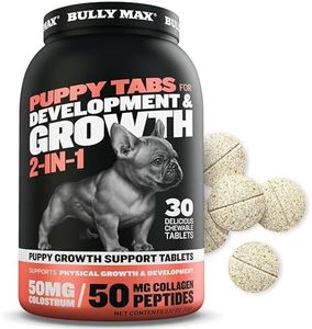 Bully Max 2-in-1 Puppy Vitamins - 30 Chewable Tablets for Development and Growth of Puppies - Dog Treats, Vitamin & Supplements for Small Dogs & Large Breed Growing Pups - Can Be Used as Food Topper