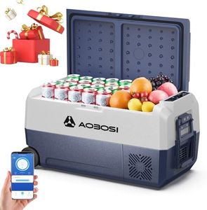 AAOBOSI Kompressor Kühlbox 36 L, Kühlbox Auto Mit WiFi-APP-Steuerung, 12/24 V und 100-240 V Kühlbox Elektrisch, bis -20 °C für Auto, LKW, Boot, Reisemobil, Camping, Einzelne Zone
