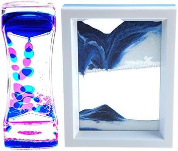 Liquid Motion Bubbler Timer and Moving Sand Art Picture 2 Pack Colorful Hourglass Liquid Bubbler Art Toys Activity Calm Relaxing Desk Toys Voted Best Gift!