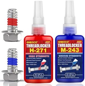 ThreadLocker Blue and Red, Thread Lock Medium High Strength Lock Tight for Nuts, Bolts, Fasteners and Metals, Anaerobic Curing Metal Glue to Prevent Loosening and Corrosion (M243 H271-100ml)