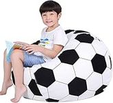 Lukeight Stuffed Animal Storage Bean Bag Chair Cover for Kids, Soccer Zipper Beanbag Chair Cover for Organizing Toddler & Kids' Rooms Plush Toys (Soccer Velvet, Large)