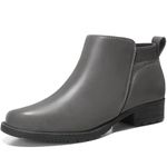 Bacia Chelsea Boots Women Fall Ankle Boots Low Heel Slip on Flat Round Toe Short Boot Dark Grey 7 US