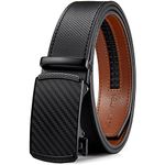 BOSTANTEN Leather Belts for Men - Ratchet Mens Belt 1 3/8" with Adjustable Automatic Buckle - Fit for Jeans, Suits and Every Occasion