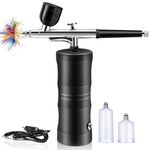 Airbrush Kit with Compressor,Rechargeable Cordless Airbrush Kit with 0.3mm Tip Makeup Machine Airbrush Nail, Nailart, Painting, Cake
