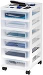 IRIS USA Craft Organizers and Storage, Rolling Storage Cart for Classroom Supplies, Storage Organizer for Art Supplies, Drawer Top Organizer for Small Parts, 6 Drawers, White