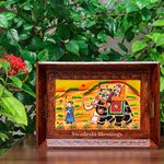 Swadeshi Blessings Wooden Serving Tray- Handcrafted & Hand-Painted for Kitchen/Table & Home Decor/Dinning/Gifts/Restaurants/Living Room/Coffee Table 34Cm(Single Tray) (Brown) Rectangular