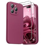 GOODVISH 3 in 1 Designed for iPhone 14 Pro Silicone Case 2022, with 2 Pack Screen Protector, Full Cover [Enhanced Camera Protection] 6.1" Soft 14pro Case[Anti-Scratch Microfiber Lining], Wine Red