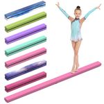 Erreyht Leather Balance Beam, Pink Gymnastics bar 2.1m/220 lbs Faux Suede, Folding Gymnastics Equipment for Birthday Gym Home Training Exercise Sports