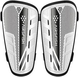 Upgraded Soccer Shin Guards Kids Youth, CE Certified AirsFish Shin Pads Protection Gear for 2-18 Years Old Boys Girls Teenagers EVA High Impact Resistant Breathable Comfortable 1 Pair White+Black L