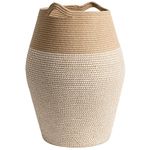 Laundry Hamper Tall Woven Cotton Rope Laundry Basket Dirty Clothes Hamper Kids Curve Laundry Basket Large in Bathroom Laundry Room for Dirty Clothes Towels Storage Toys Storing, 65cm x 45cm