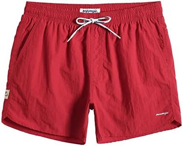 MaaMgic Men Swimming Shorts Classic Mesh Lined Surf Trunks Quick-Drying Beach Shorts Adjustable Drawstring Swimwear,New-red,XS