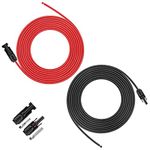 iGreely 20 Feet 10AWG Solar Extension Cable with Female and Male Connector Solar Panel Wire Adapter (20FT Red + 20FT Black)