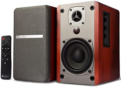 SINGING WOOD BT27 Active Powered Bluetooth Bookshelf Speakers for Studio Monitor TV Computer Turntable - 60 Watts - Wood Grain Finish (Walnut)