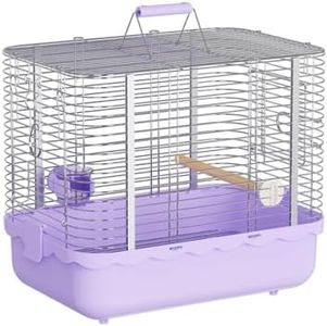 YOOSO WING Bird Carrier Travel Cage, Durable Portable Stainless Steel Birdcage with Bird Perch & Feeding Bowl for Parrots Canaries Budgies Lovebirds Conures Cockatiels (Large Purple)