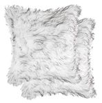 Luxe Fur Throw Pillows for Couch and Bed | Lush Double-Sided Faux Fur Pillow Set of 2 | Belton Gradient Grey Accent Pillows with Insert, 18 in x 18 in