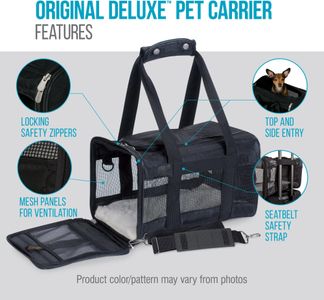 Sherpa Deluxe Travel Pet Carrier, Airline Approved – Small, Black Lattice