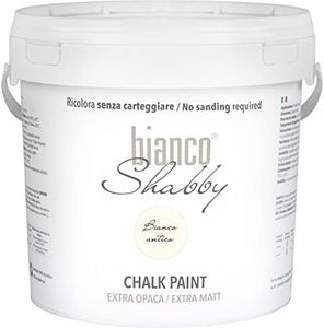 bianco Shabby® Chalk Paint Bianco Antico Peinture à la craie pour meubles et murs, effet vintage, shabby chic, extra mat (5 Litre)
