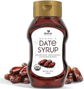 AKSHAR Ayurveda – Pure Date Syrup, Organic, No Sugar Added – Natural Sweetener Made from 100% USDA Raw Organic Dates – Low Glycemic Index, High Fiber Alternative to Sugar, Honey, Maple Syrup (16 oz)