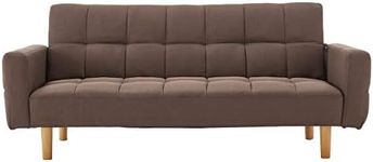 Sarantino 3 Seater Modular Linen Fabric Sofa Bed Couch Armrest Furniture Brown