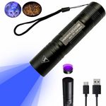 UNROEVS UV Flashlight Rechargeable 365nm Black Light Small Ultraviolet Flashlight for Pet Urine Detection,Resin Curing,Rocks and Minerals,High Definition Pure Ultraviolet（Battery Included）