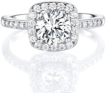 MDFUN 18K White Gold Plated Cubic Zirconia Promise Halo Engagement Promise Eternity Ring for Women (rhodium-plated-brass, 10)