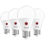 Sunco Pack of 4 Dusk to Dawn Light Bulbs Outdoor, Sensor A19 LED Light Bulb UL & Energy Star Listed 9W (60W Eqv.), 800lm, Auto On/Off Photocell Automatic for Outdoor Lighting, 3000K Warm White
