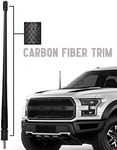 Votex - 13 3/4 Inch Rubber Antenna fits Ford F-150 | F-250 | F-350 | F-450 | F-550 | Bronco Accessories - USA Stainless Steel Threading - Black Carbon Fiber Trim - Tuned Internal Copper Coil