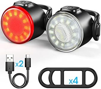 Bike Light Set, USB Rechargeable Bike Front Light and Tail Light Combination, IPX4 Waterproof Standard, 6 Lighting Modes, Easy to disassemble, Safe and Reliable, Suitable for All Bicycles and Roads