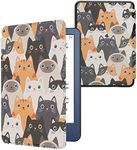 kwmobile Case Compatible with Amazon Kindle (2022/2024) Case - eReader Cover - Cats Orange/Black/White