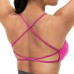 YEOREO Pearl Women's Sports Bra Strappy Criss Cross Back Bra Removable Padded Yoga Crop Top Rose Pink XS