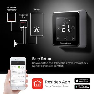 Honeywell T6 Smart Thermostat – Black Wi-Fi Programmable