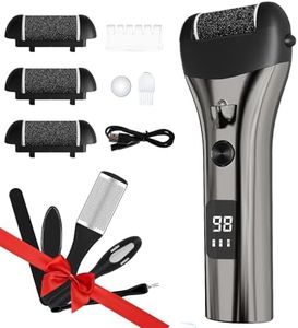 Jooayou Electric Foot File, USB Rechargeable Callus Remover for Feet, Hard Skin Remover & Foot Scrubber, with 3 Pumice Stone Rollers Waterproof Pedicure Set –Used for Removing Dead Skin and Hard Skin