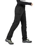 Wespornow Women's-Walking-Snow-Ski-Trousers Fleece-Lined-Hiking-Trousers Water-Resistance-Outdoor-Softshell-Insulated-Pants for Winter (Black, Large)